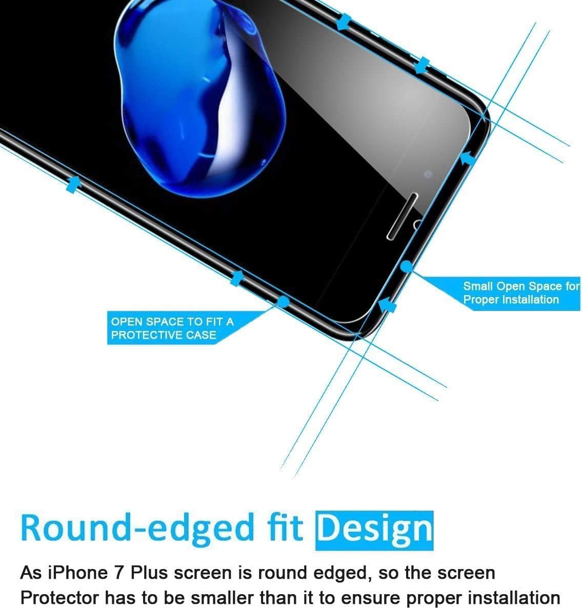 3 Pack Designed for iPhone 7 Plus (5.5) Screen Protector Tempered Glass,Case Friendly Scratch-proof, Bubble Free, Ultra Resistant