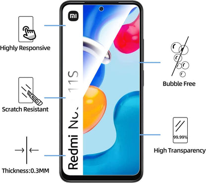 NEW'C 3 Pack Designed for Xiaomi Redmi Note 11 4G (6.5), Redmi Note 11S 4G Screen Protector Tempered Glass, Case Friendly Anti Scratch, Bubble Free, Ultra Resistant