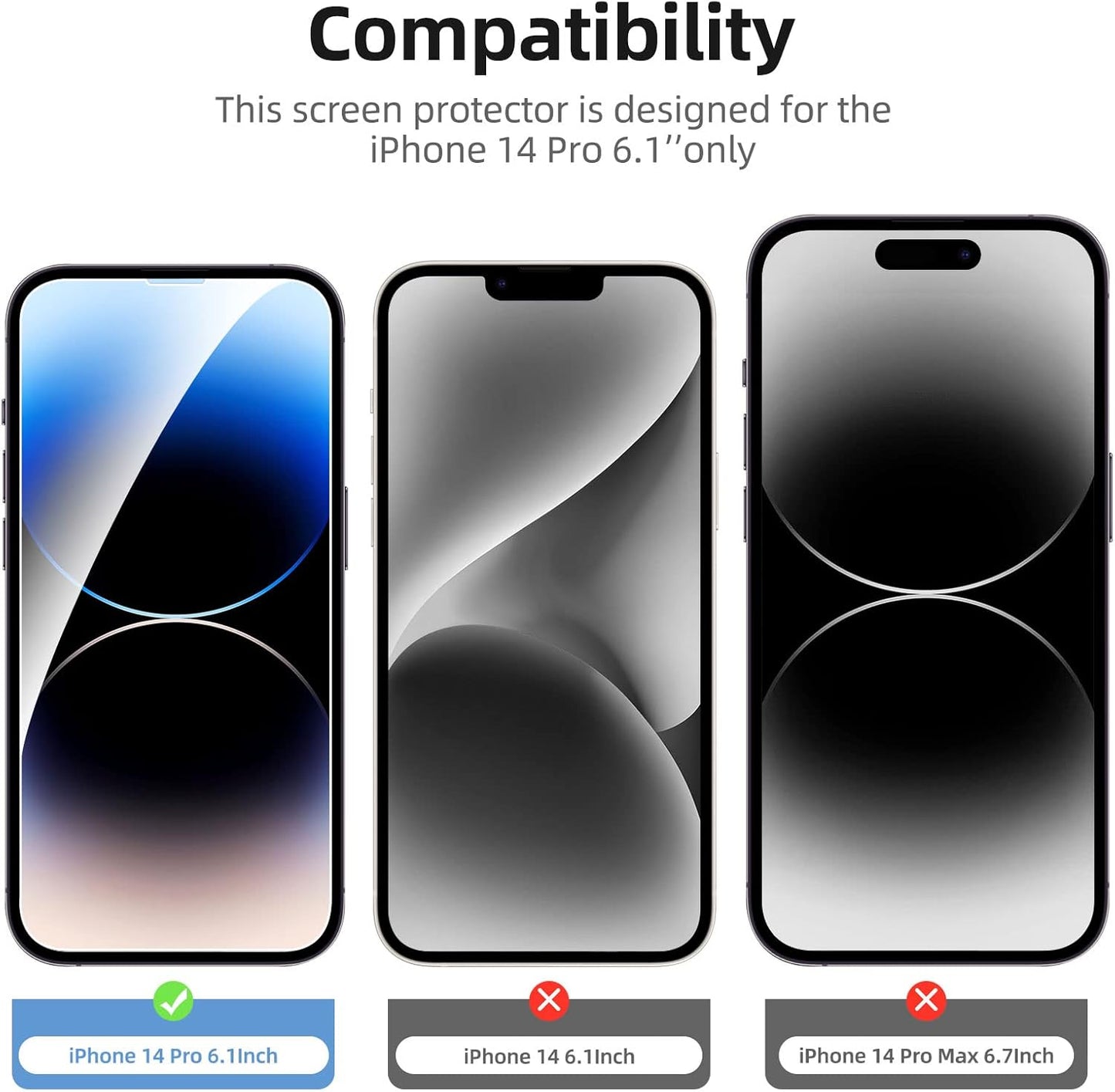 3 Pack Designed for iPhone 14 Pro (6.1) Screen Protector Tempered Glass, Case Friendly Anti Scratch Bubble Free Ultra Resistant