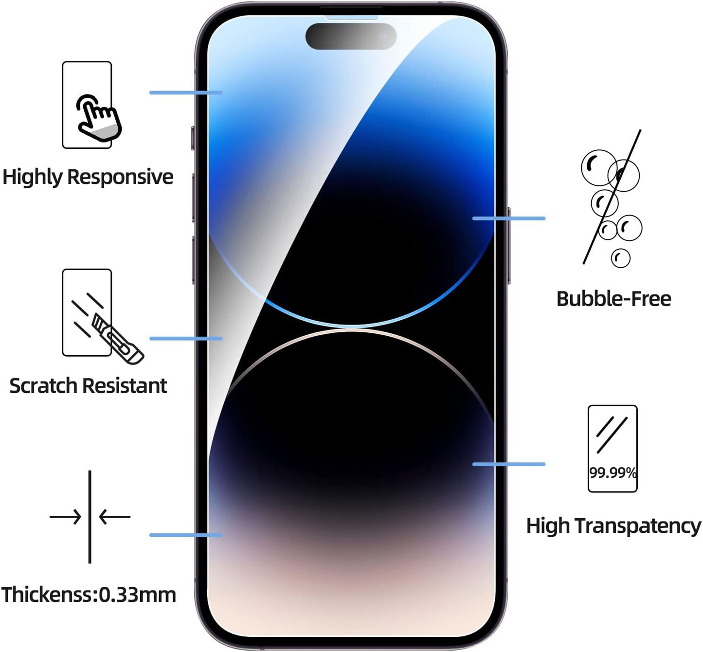 NEW'C 3 Pack Designed for iPhone 14 Pro (6.1) Screen Protector Tempered Glass, Case Friendly Anti Scratch Bubble Free Ultra Resistant