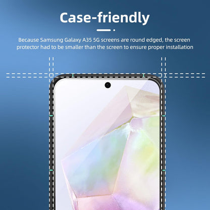 NEW'C 3 Pack Designed for Samsung Galaxy A35 5G (6.6 Inch) Screen Protector Tempered Glass,Case Friendly Scratch-proof, Bubble Free, Ultra Resistant