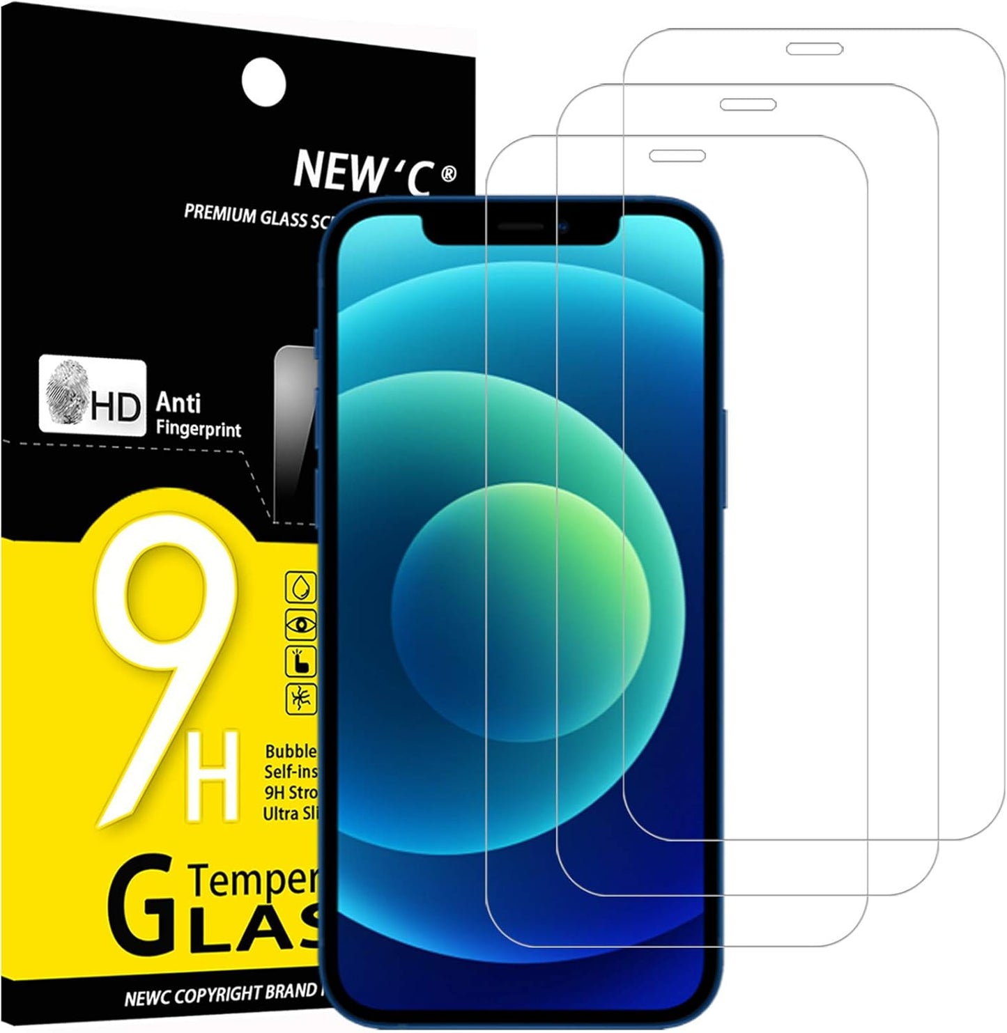 Pack Designed for iPhone 12 (6.1) Screen Protector Tempered Glass, Case Friendly Anti Scratch Bubble Free Ultra Resistant