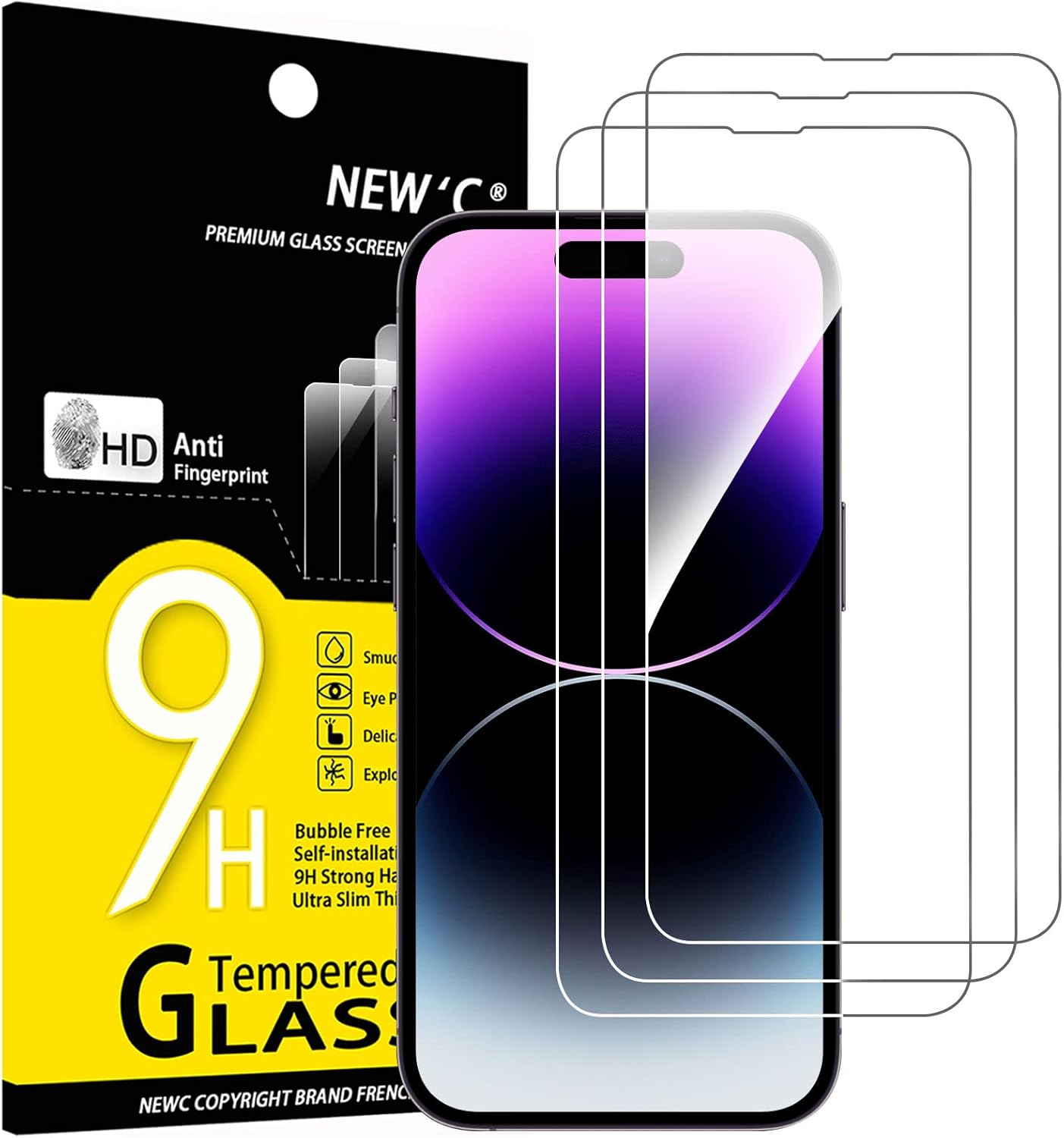 3 Pack Designed for iPhone 14 Pro Max (6,7) Screen Protector Tempered Glass,Case Friendly Scratch-proof, Bubble Free, Ultra Resistant