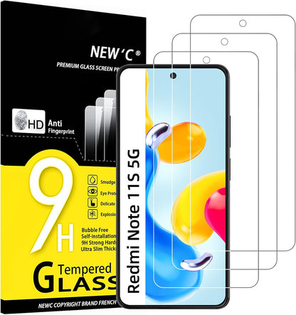 NEW'C 3 Pack Designed for Xiaomi Redmi Note 11S 5G (6.6) Screen Protector Tempered Glass, Bubble Free, Ultra Resistant