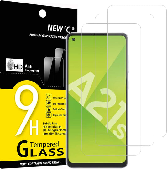 NEW'C 3 Pack Designed for Samsung Galaxy A21s Screen Protector Tempered Glass,Case Friendly Scratch-proof, Bubble Free, Ultra Resistant