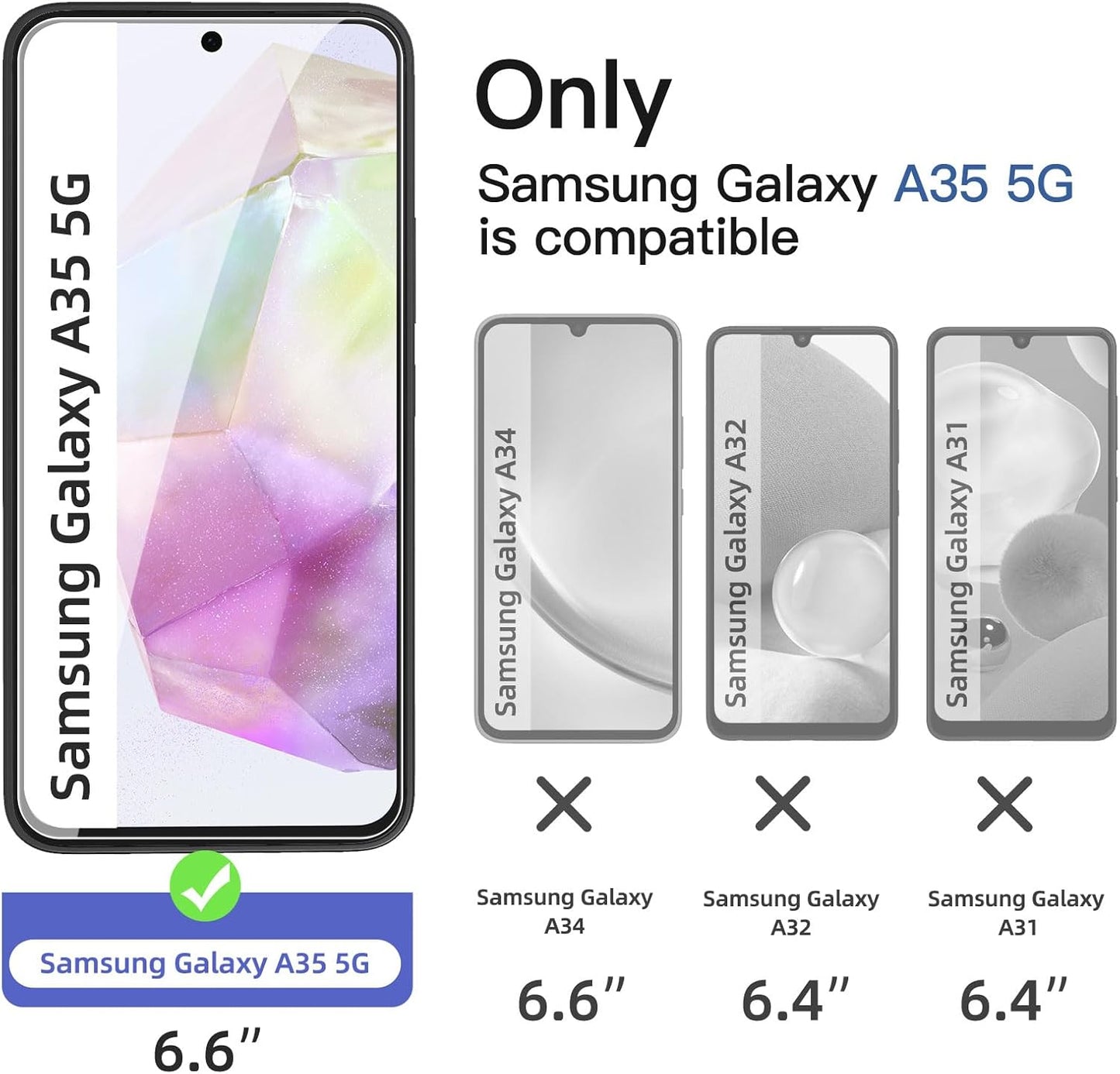 NEW'C 3 Pack Designed for Samsung Galaxy A35 5G (6.6 Inch) Screen Protector Tempered Glass,Case Friendly Scratch-proof, Bubble Free, Ultra Resistant