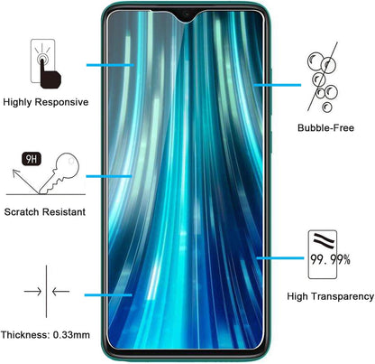 NEW'C 3 Pack Designed for Xiaomi Redmi Note 8 Pro, Redmi 9 Screen Protector Tempered Glass,Case Friendly Scratch-proof, Bubble Free, Ultra Resistant