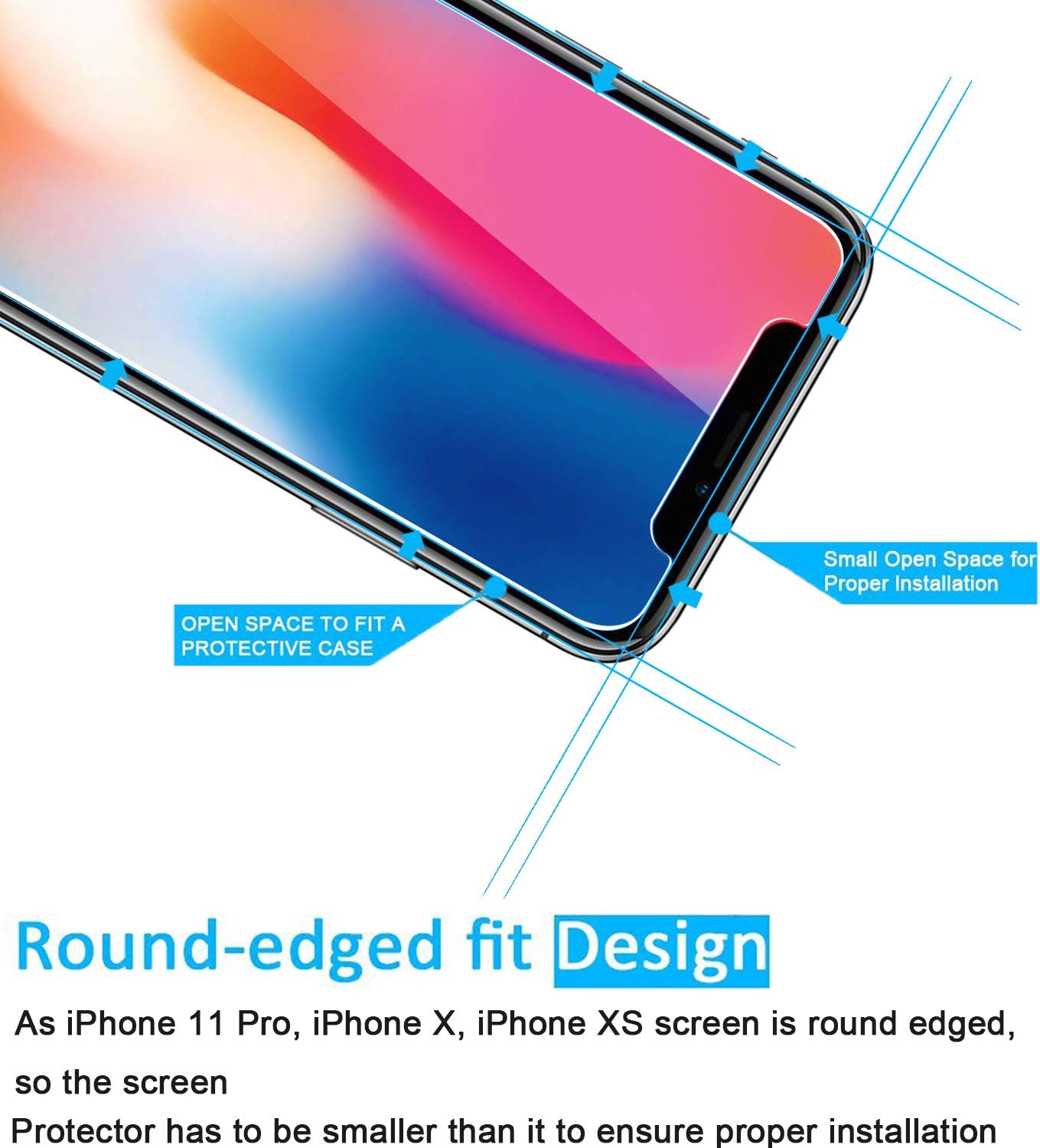 NEW'C 3 Pack Designed for iPhone 11 Pro and iPhone X and iPhone XS Screen Protector Tempered Glass,Case Friendly Scratch-proof, Bubble Free, Ultra Resistant B07BPT5HHH