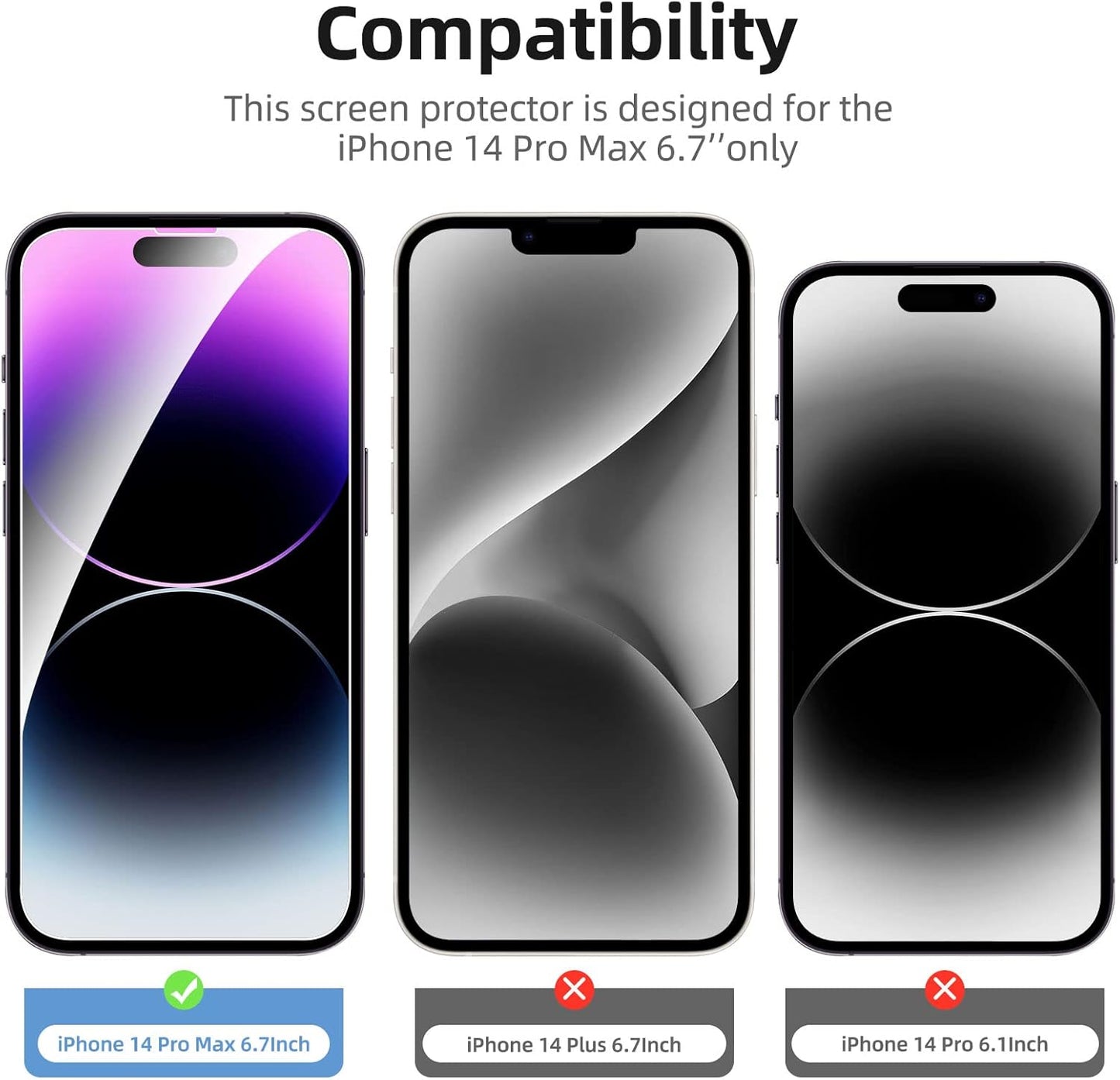 3 Pack Designed for iPhone 14 Pro Max (6,7) Screen Protector Tempered Glass,Case Friendly Scratch-proof, Bubble Free, Ultra Resistant