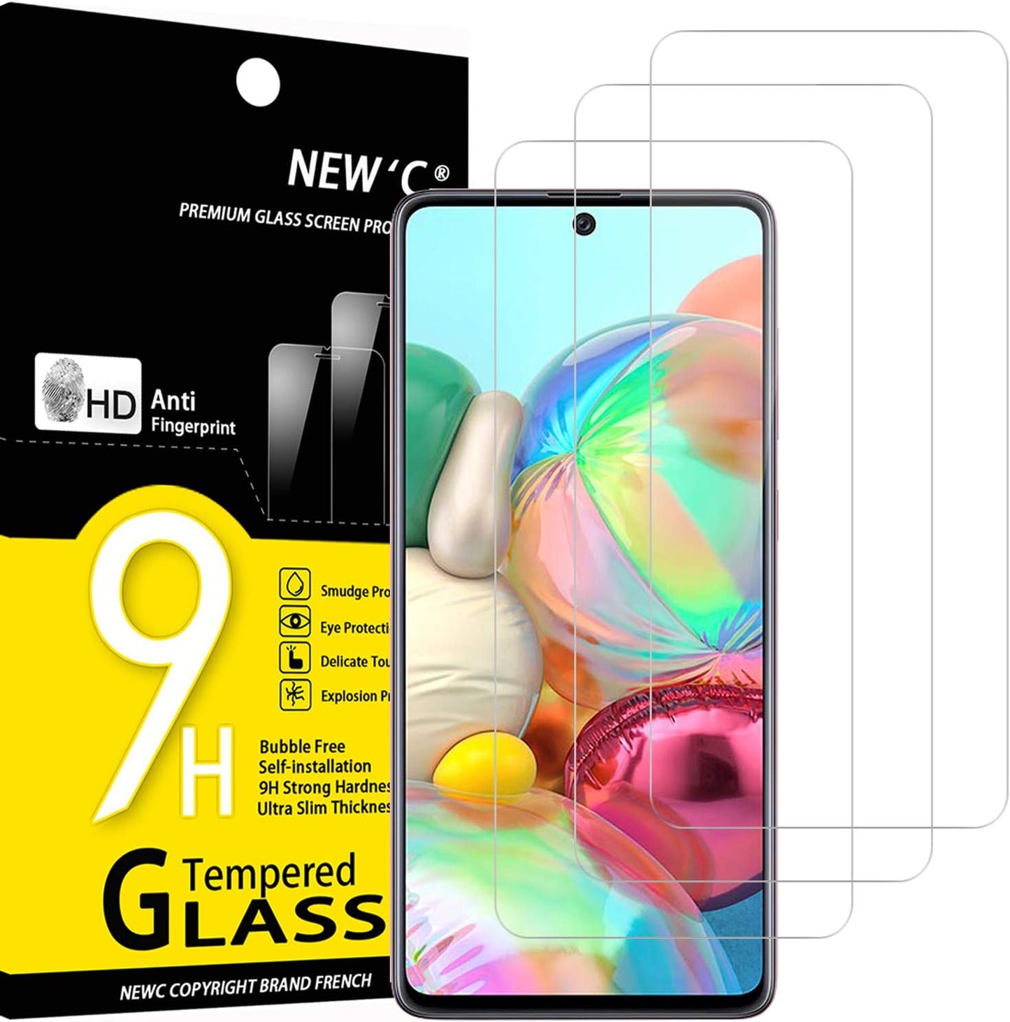 y Scratch-proof, Bubble Free, Ultra ResistTGP-S9 NEW'C 3 Pack Designed for Samsung Galaxy A71, Note 10 Lite Screen Protector Tempered Glass,Case Friendly Scratch-proof, Bubble Free, Ultra Resistant