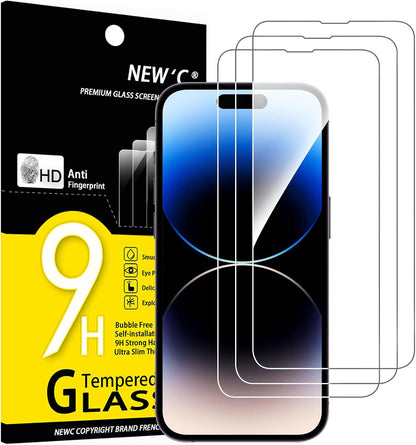 NEW'C 3 Pack Designed for iPhone 14 Pro (6.1) Screen Protector Tempered Glass, Case Friendly Anti Scratch Bubble Free Ultra Resistant