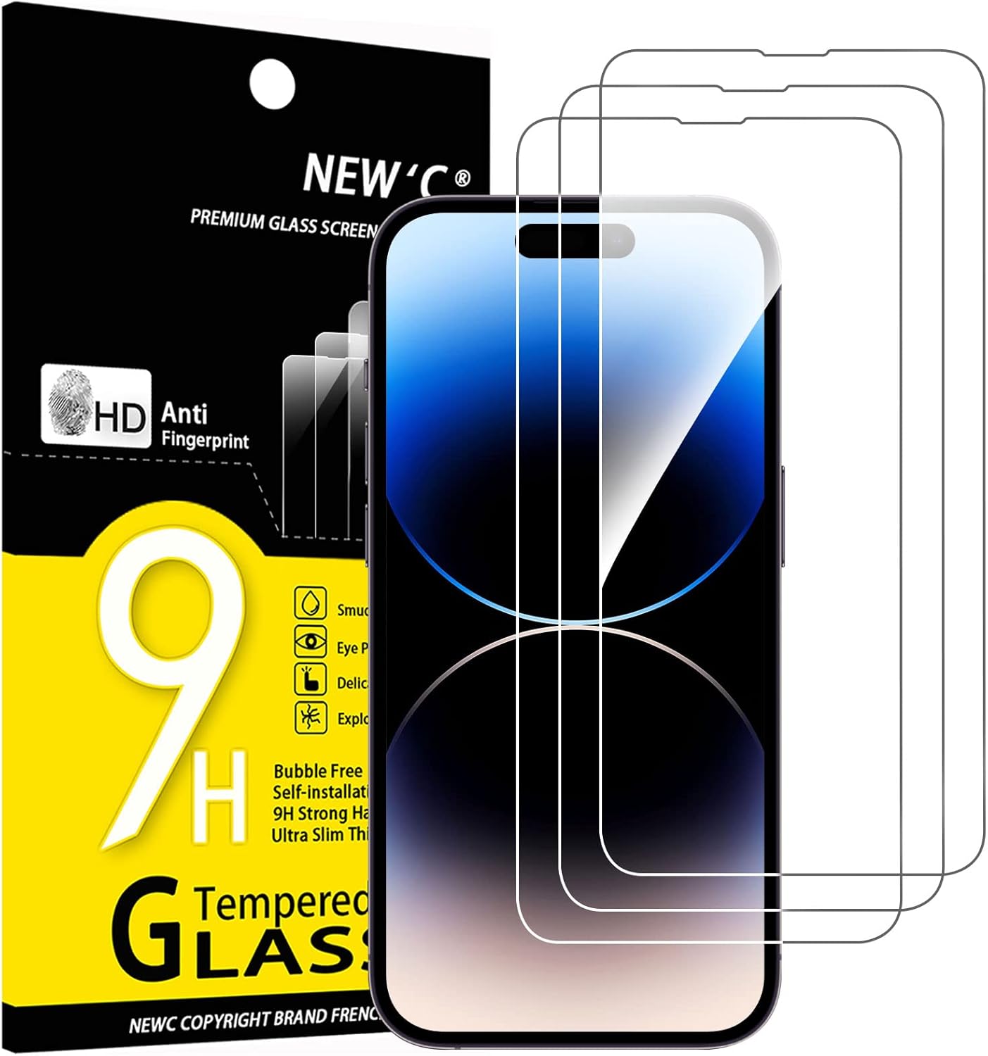 3 Pack Designed for iPhone 14 Pro (6.1) Screen Protector Tempered Glass, Case Friendly Anti Scratch Bubble Free Ultra Resistant