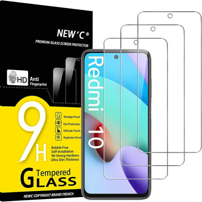 NEW'C 3 Pack Designed for Xiaomi redmi 10 Screen Protector Tempered Glass, Case Friendly Anti Scratch Bubble Free Ultra Resistant