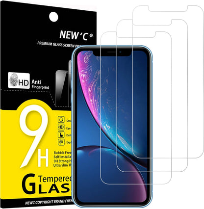 NEW'C 3 Pack Designed for iPhone 11 and iPhone XR (6.1") Screen Protector Tempered Glass,Case Friendly Scratch-proof, Bubble Free, Ultra Resistant